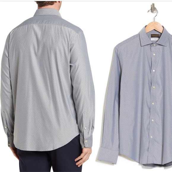 Thomas Dean Performance Fit Polka Dot Dress Shirt - Picture 2 of 8